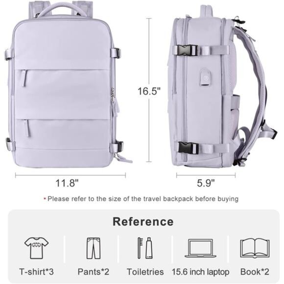 Carry On Backpack Flight Approved Personal Item Travel Backpack For Women - Picture 2 of 7